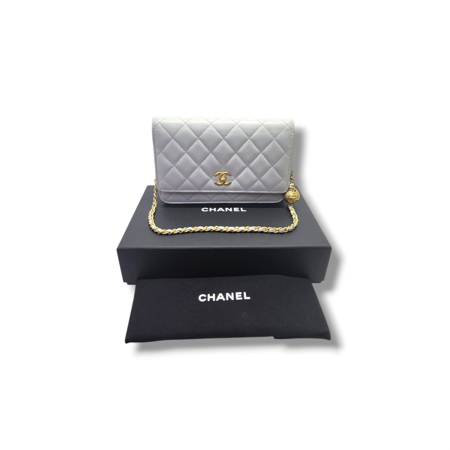 Chanel Wallet On Chain Lambskin Ghw (Grey)