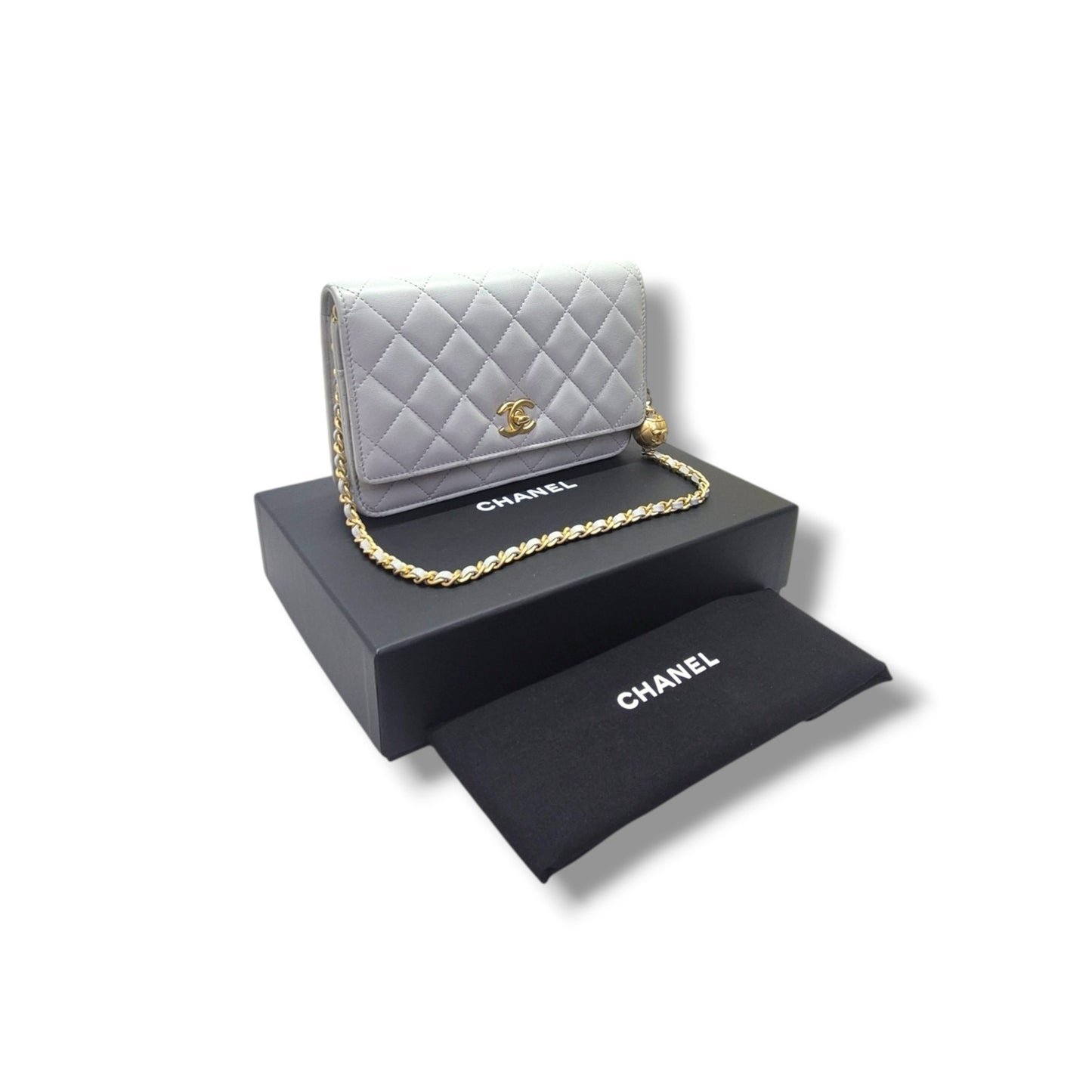 Chanel Wallet On Chain Lambskin Ghw (Grey)