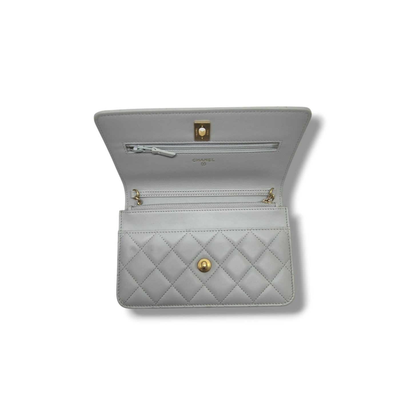 Chanel Wallet On Chain Lambskin Ghw (Grey)