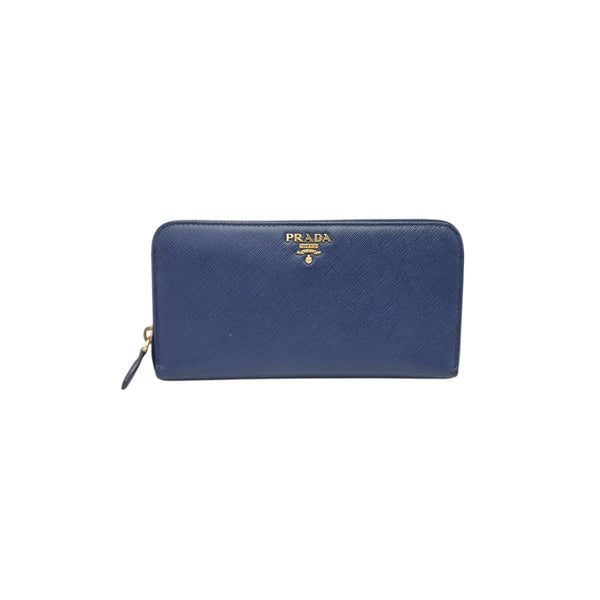 Prada 1ML506 Saffiano Zippy Wallet Ghw (Blue)