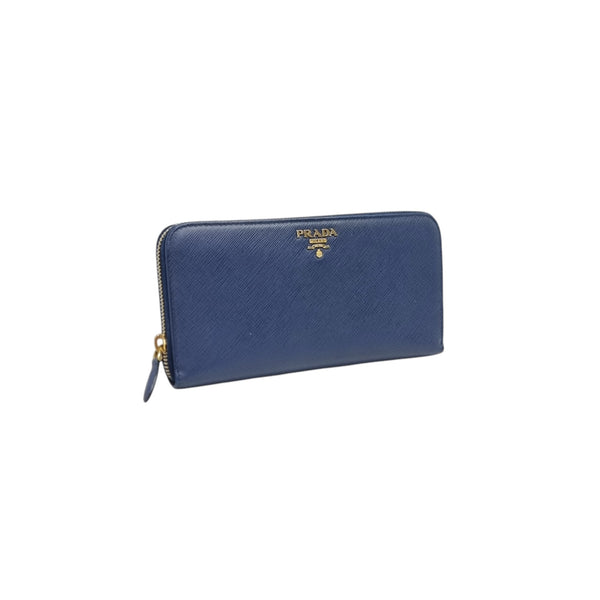 Prada 1ML506 Saffiano Zippy Wallet Ghw (Blue)