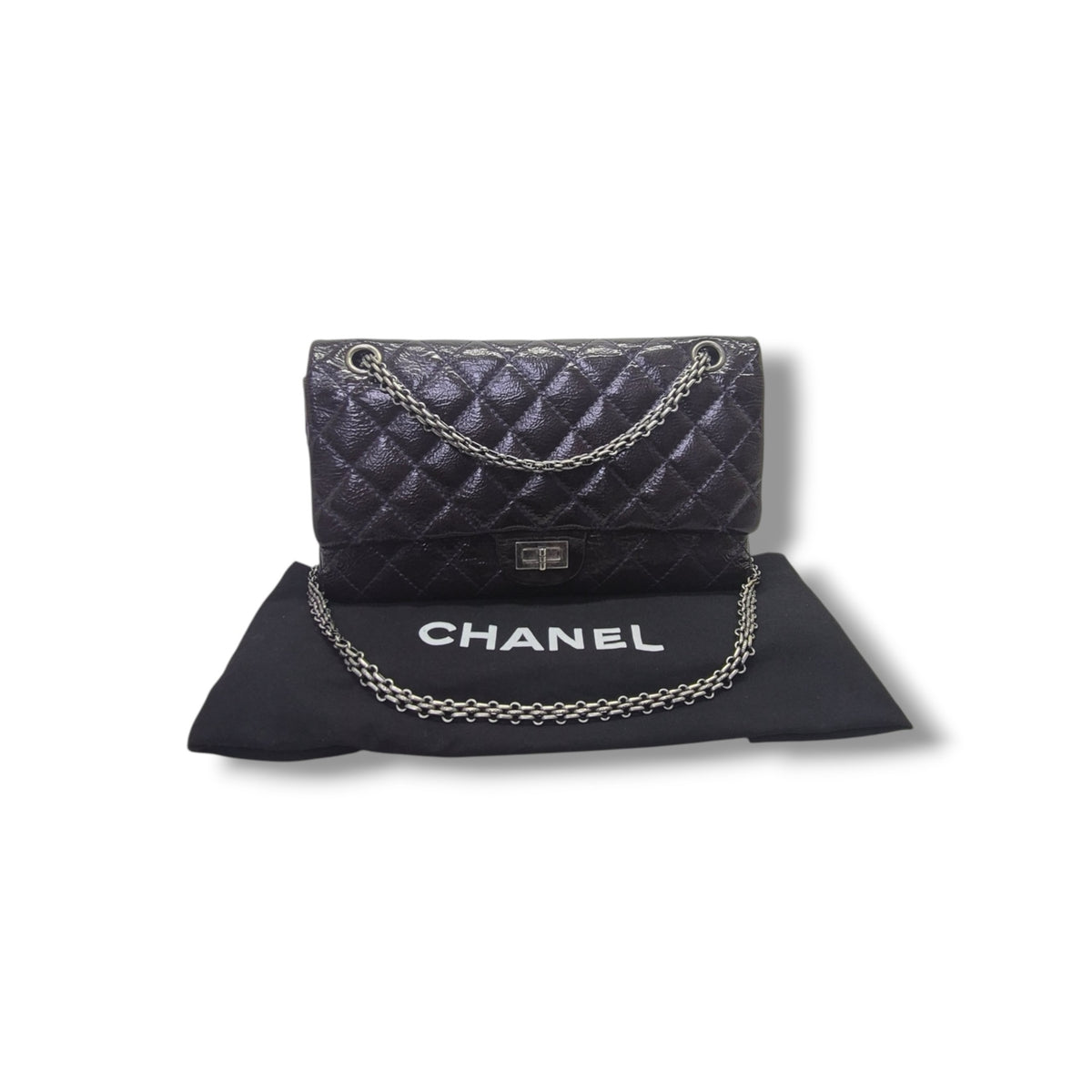Chanel 2.55 Reissue Double Flap Patent Leather Shw (Dark Purple)