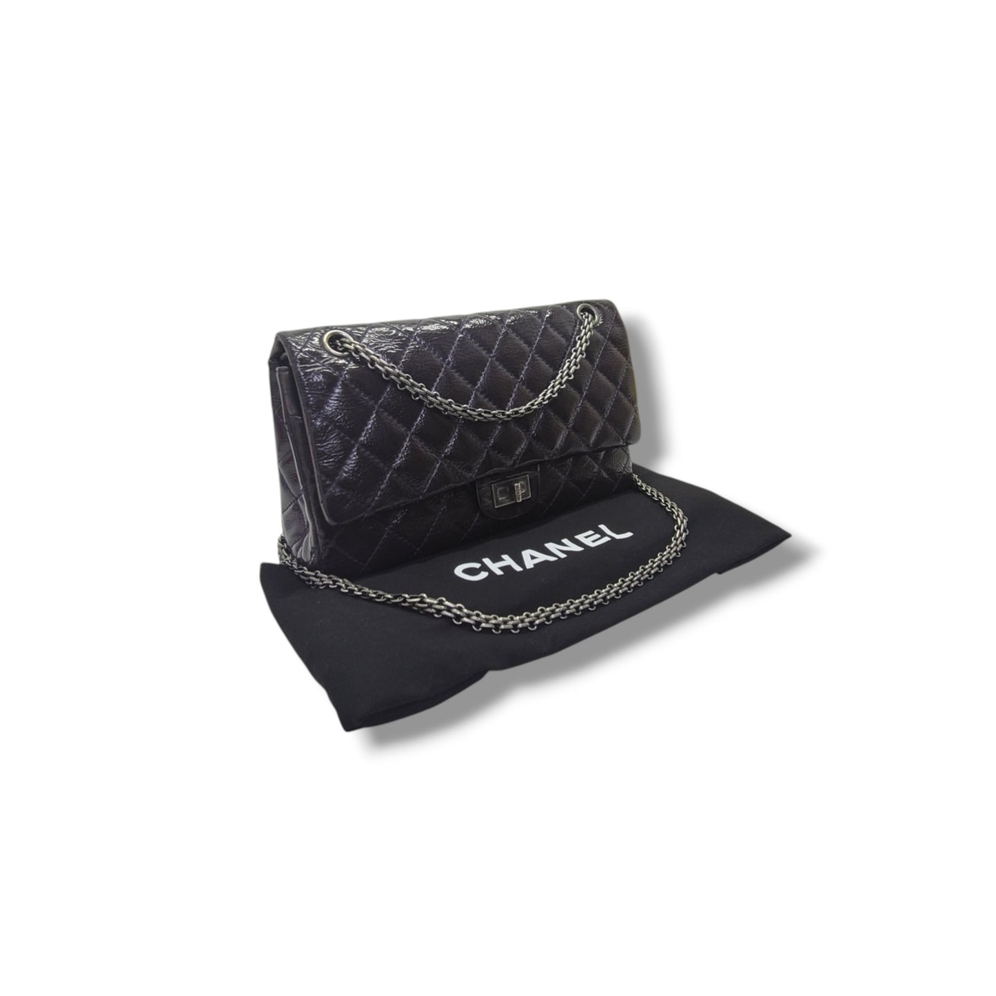Chanel 2.55 Reissue Double Flap Patent Leather Shw (Dark Purple)