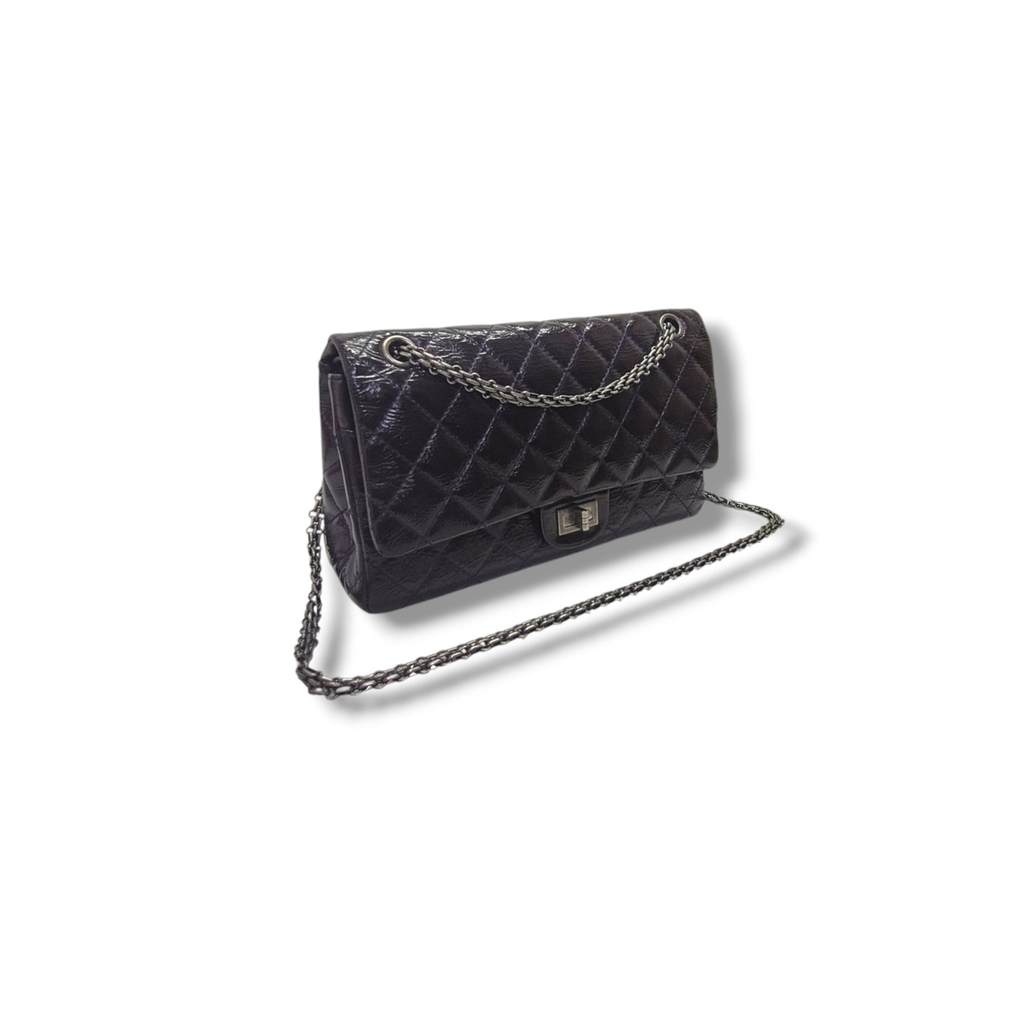 Chanel 2.55 Reissue Double Flap Patent Leather Shw (Dark Purple)
