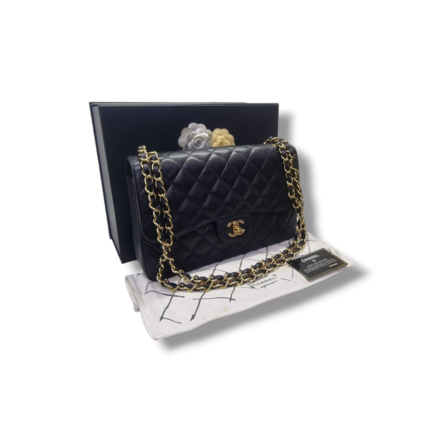 Chanel Classic Jumbo Double Flap Caviar Shw (Black)