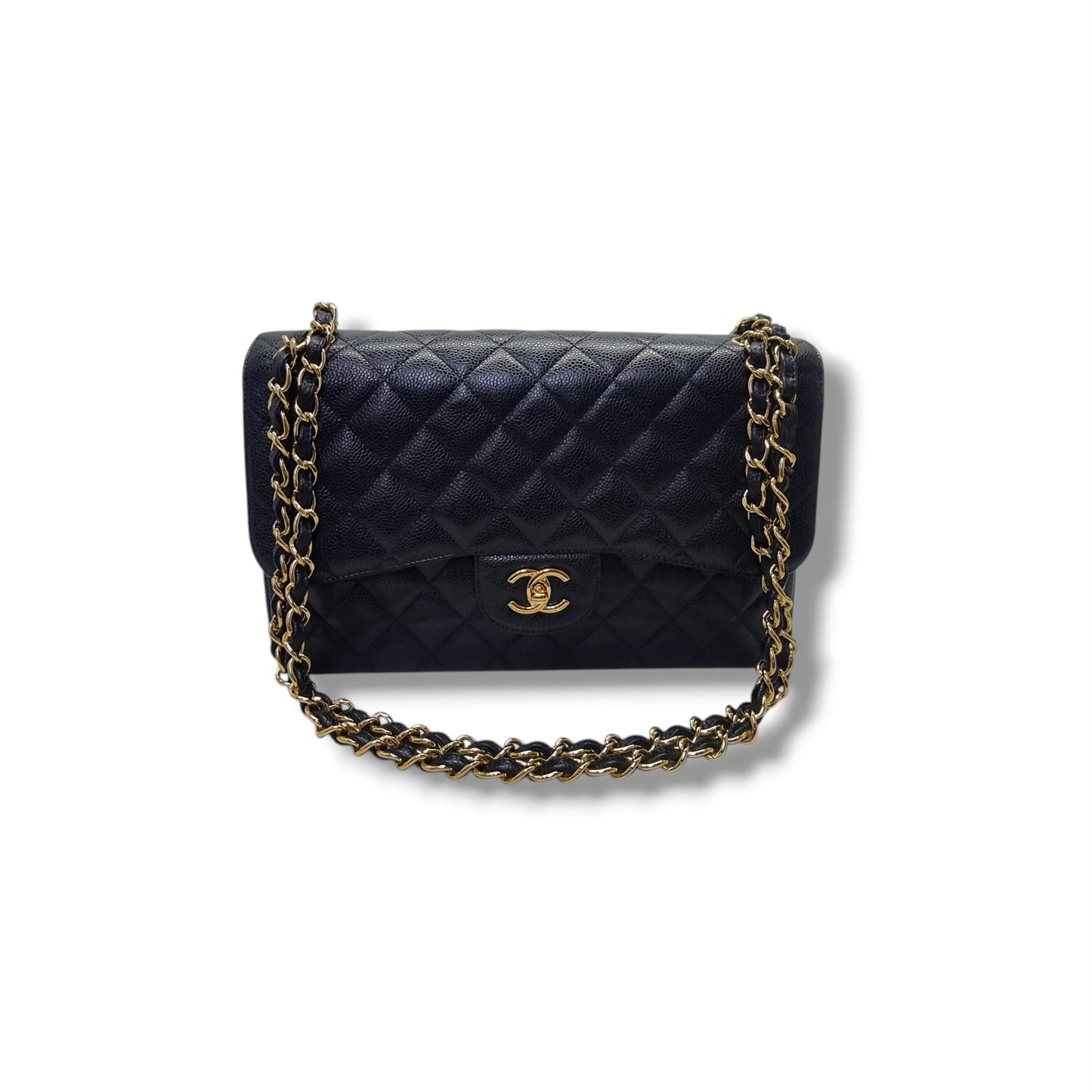 Chanel Classic Jumbo Double Flap Caviar Shw (Black)