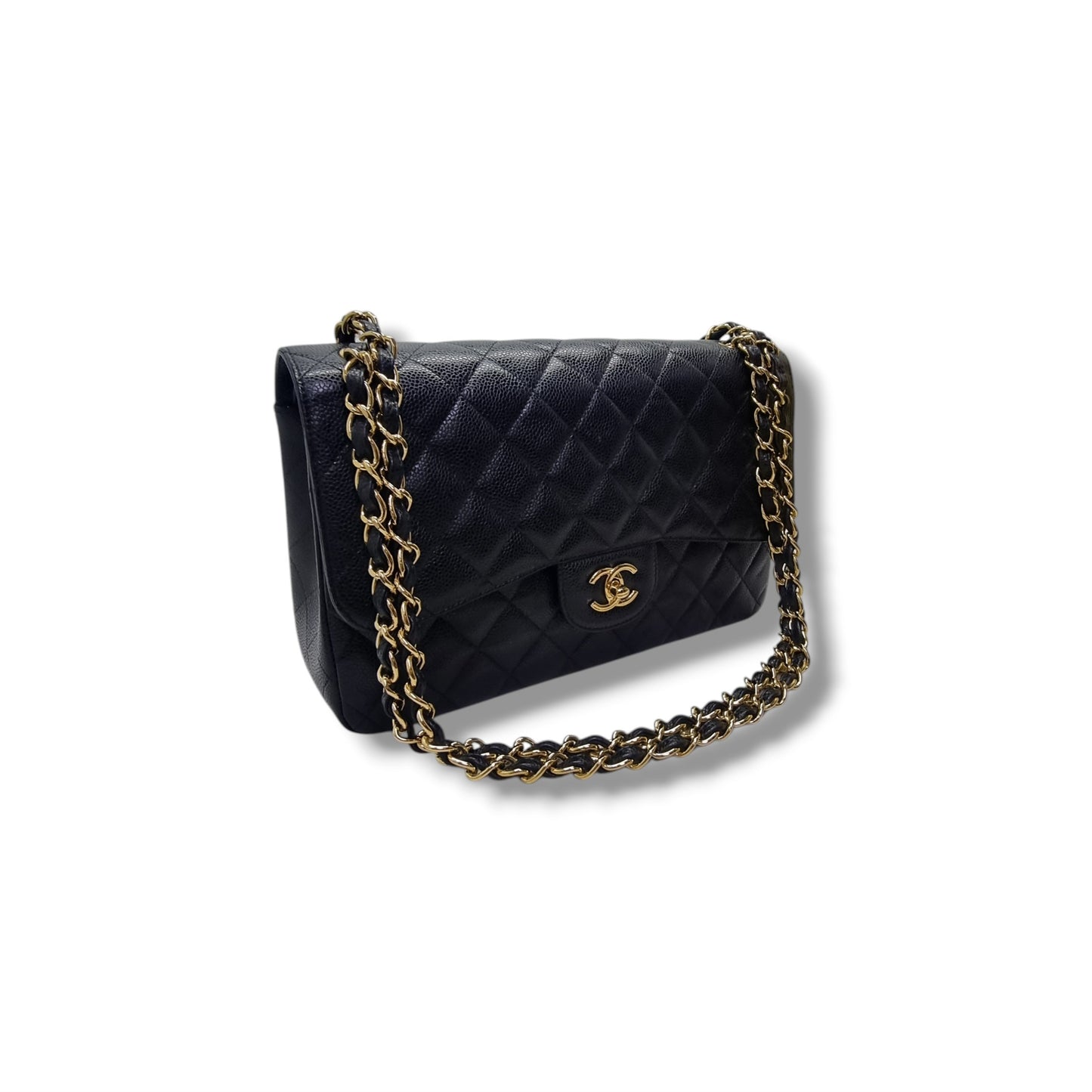 Chanel Classic Jumbo Double Flap Caviar Shw (Black)