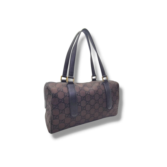 Gucci GG Nylon Boston Bag Ghw (Brown)