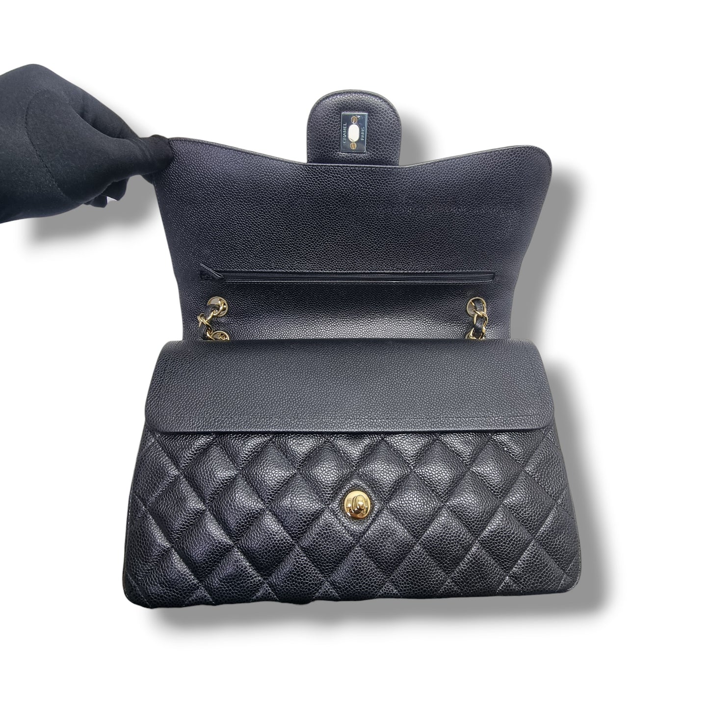 Chanel Classic Jumbo Double Flap Caviar Shw (Black)