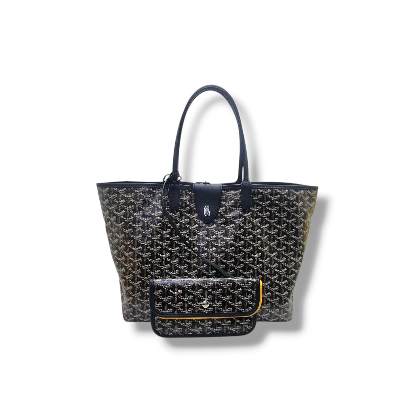 Goyard Saint Louis PM Goyardine Canvas Chevroches Calfskin (Black/Tan)