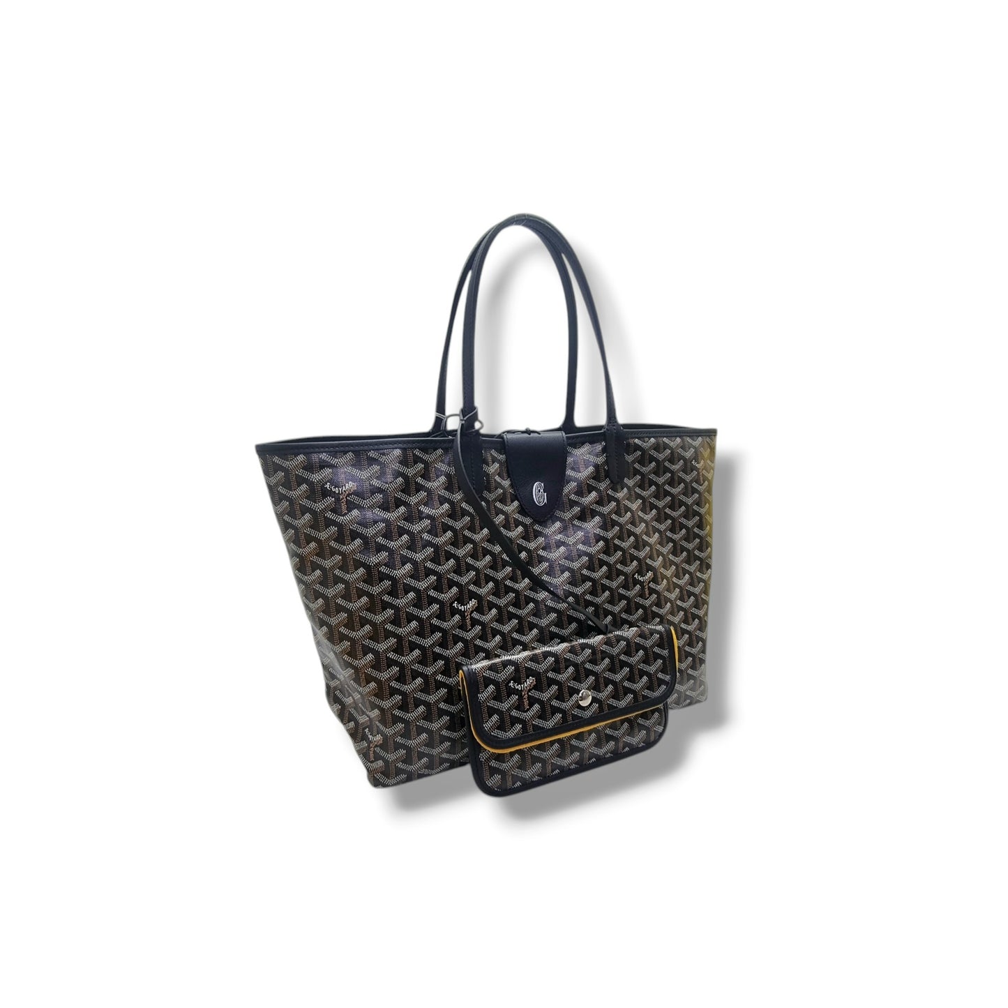 Goyard Saint Louis PM Goyardine Canvas Chevroches Calfskin (Black/Tan)