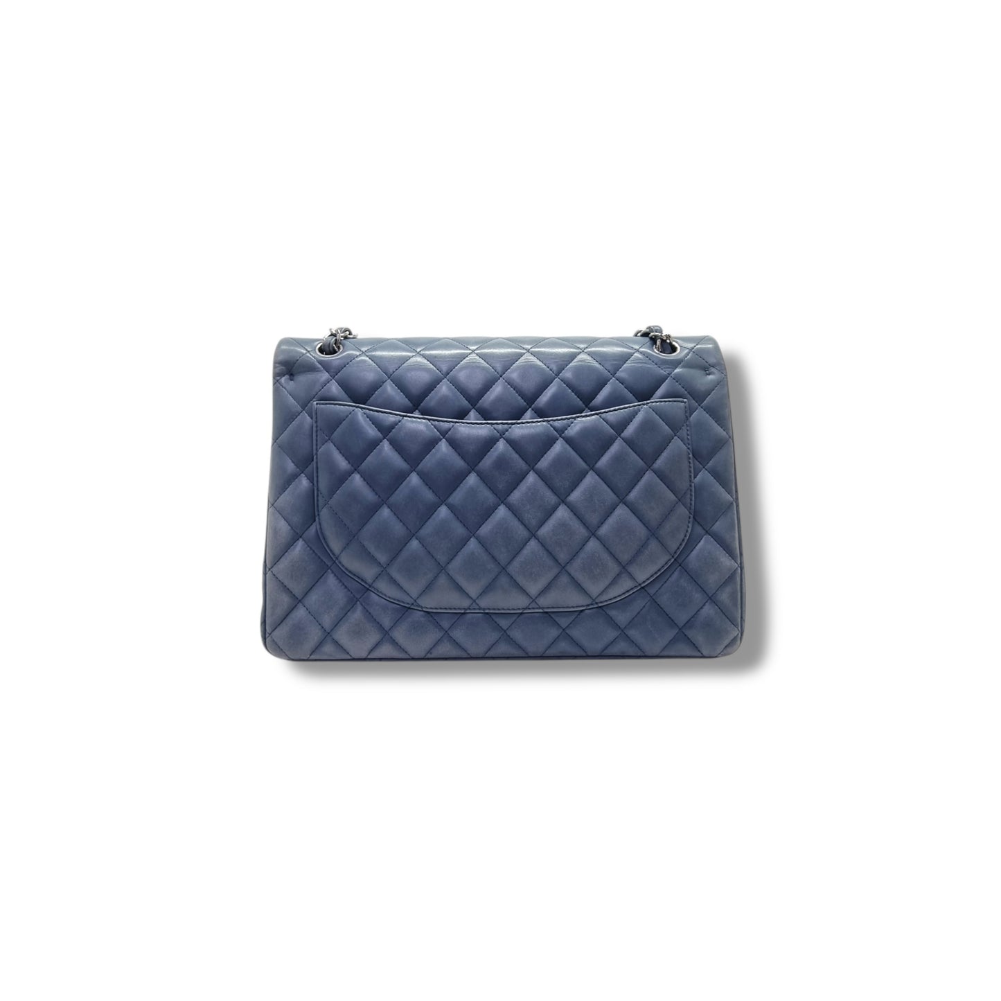 Chanel Maxi Double Flap Lambskin Shw (Light Blue)
