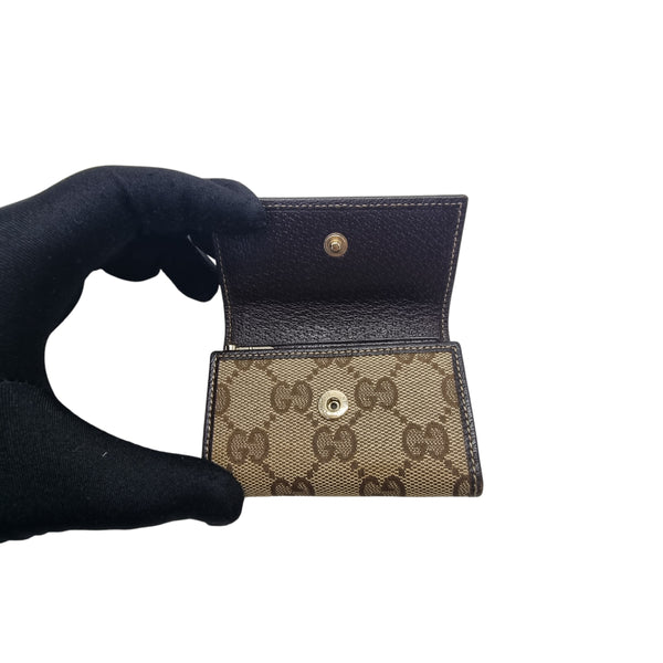 Gucci GG Vintage Web Bow Canvas Key Holder Ghw (Brown)