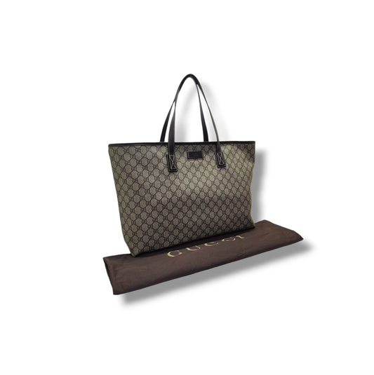 Gucci GG Supreme Canvas Large Shoulder Bag Shw (Beige/Brown)