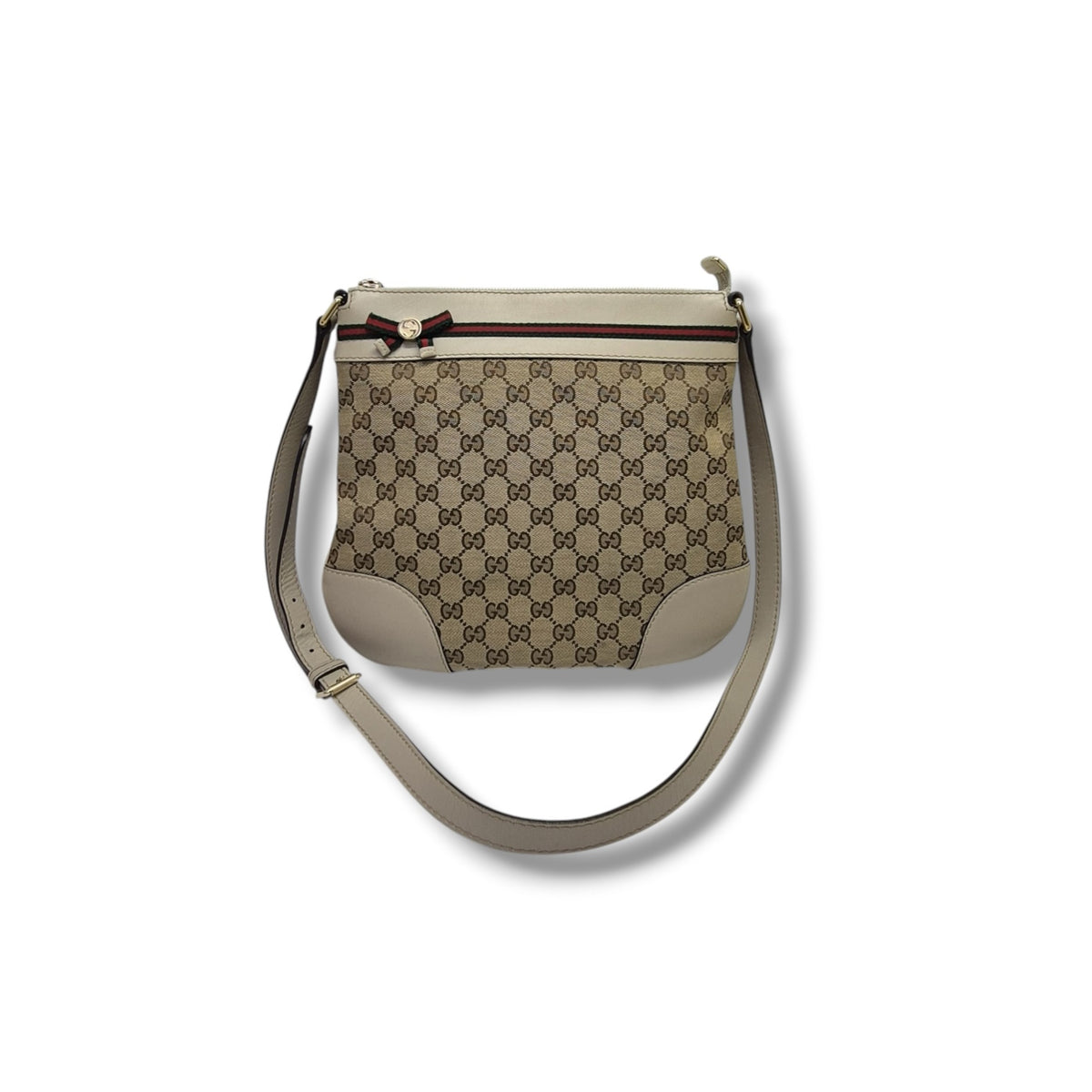 Gucci GG Canvas Web Sherry Line Crossbody Ghw (Beige)