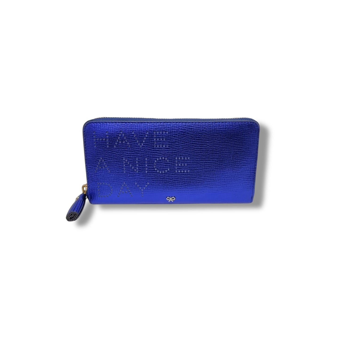 Anya Hindmarch Zippy Wallet Ghw (Electric Blue Metallic Capra)