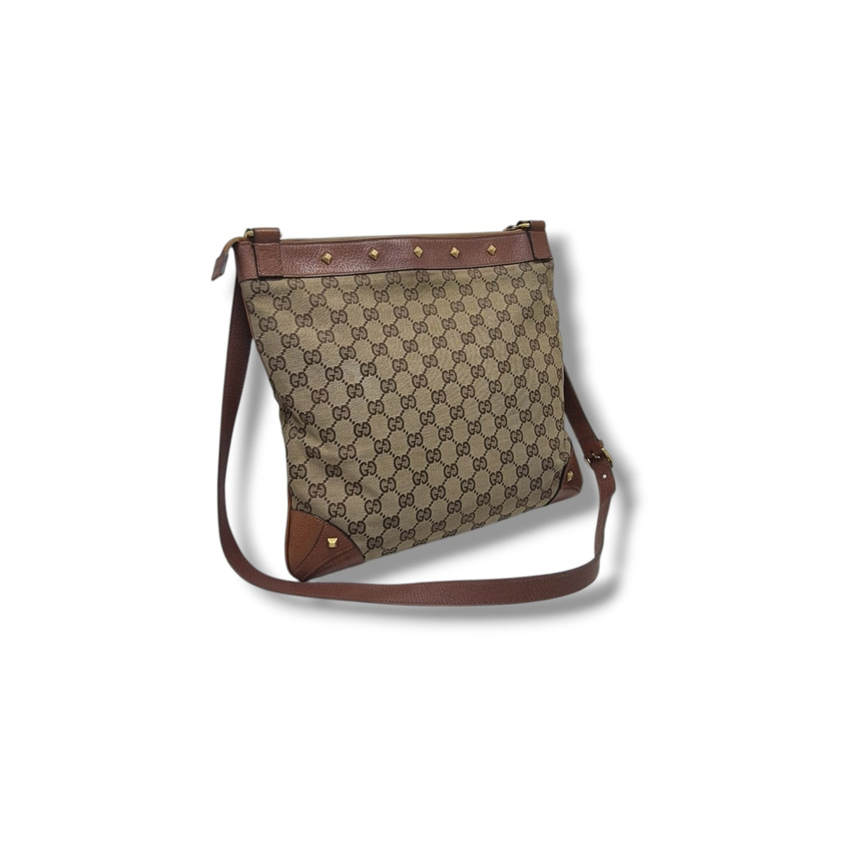 Gucci GG Canvas Stud Crossbody Ghw (Beige/Brown)