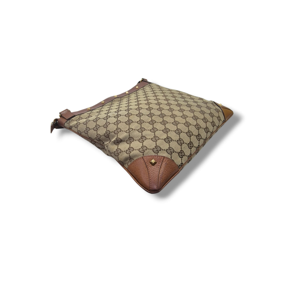 Gucci GG Canvas Stud Crossbody Ghw (Beige/Brown)