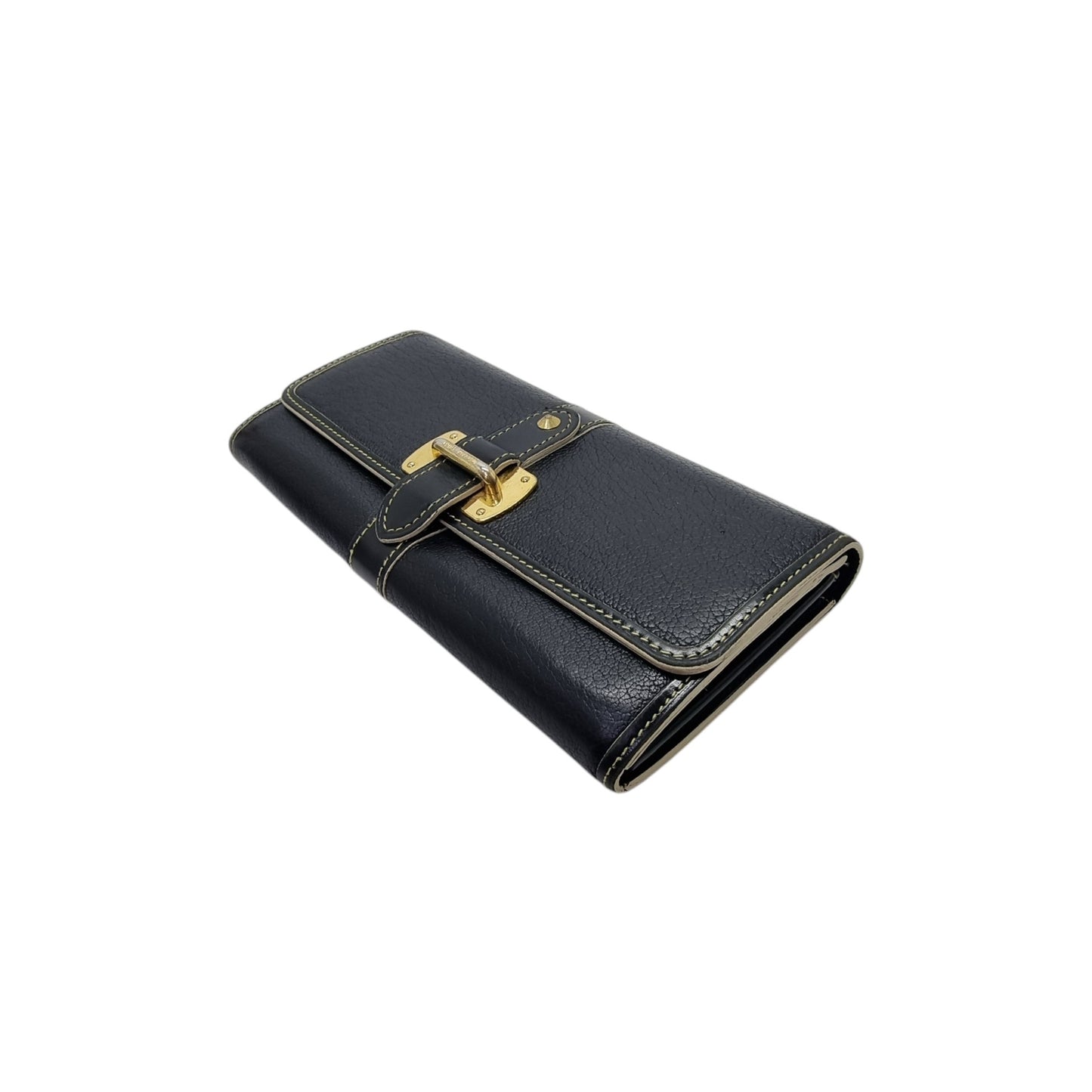 Louis Vuitton Suhali Le Favori Leather Wallet Ghw (Black)