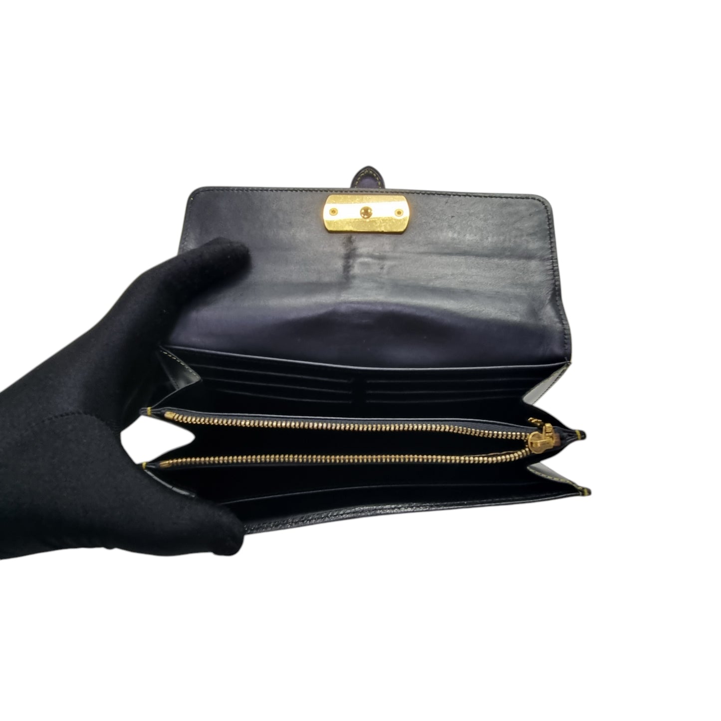 Louis Vuitton Suhali Le Favori Leather Wallet Ghw (Black)