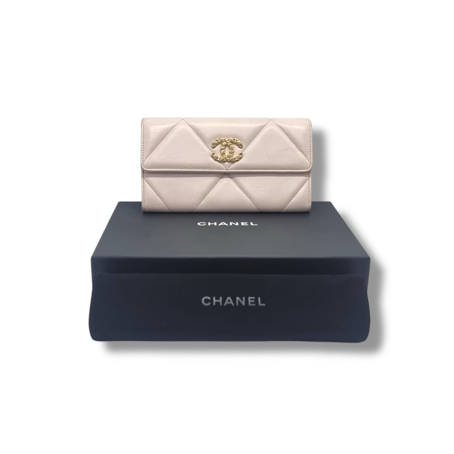 Chanel C19 Flap Wallet Lambskin Ghw (Pink)