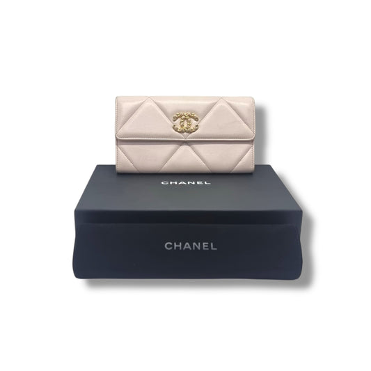 Chanel C19 Flap Wallet Lambskin Ghw (Pink)