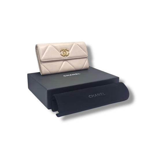 Chanel C19 Flap Wallet Lambskin Ghw (Pink)