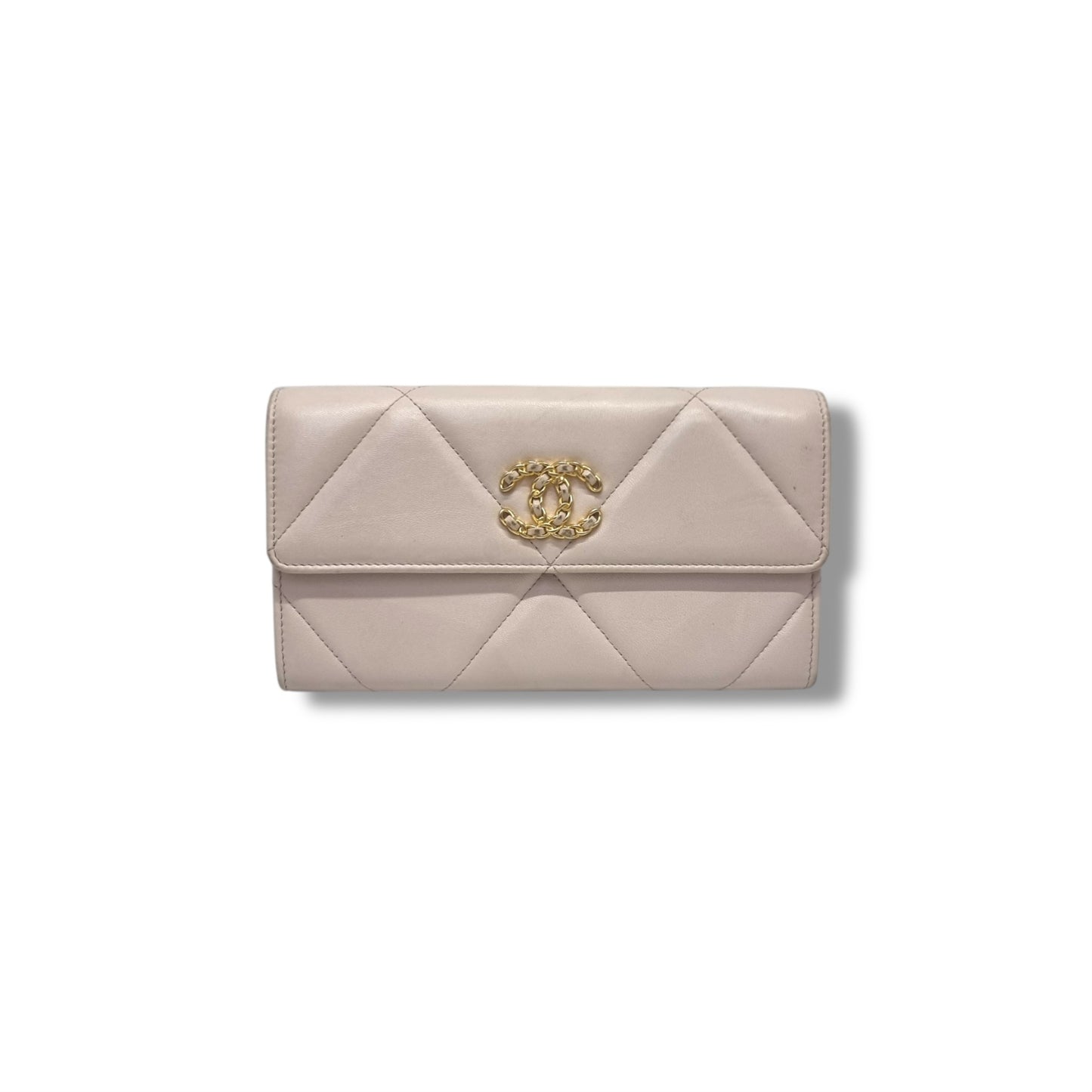 Chanel C19 Flap Wallet Lambskin Ghw (Pink)