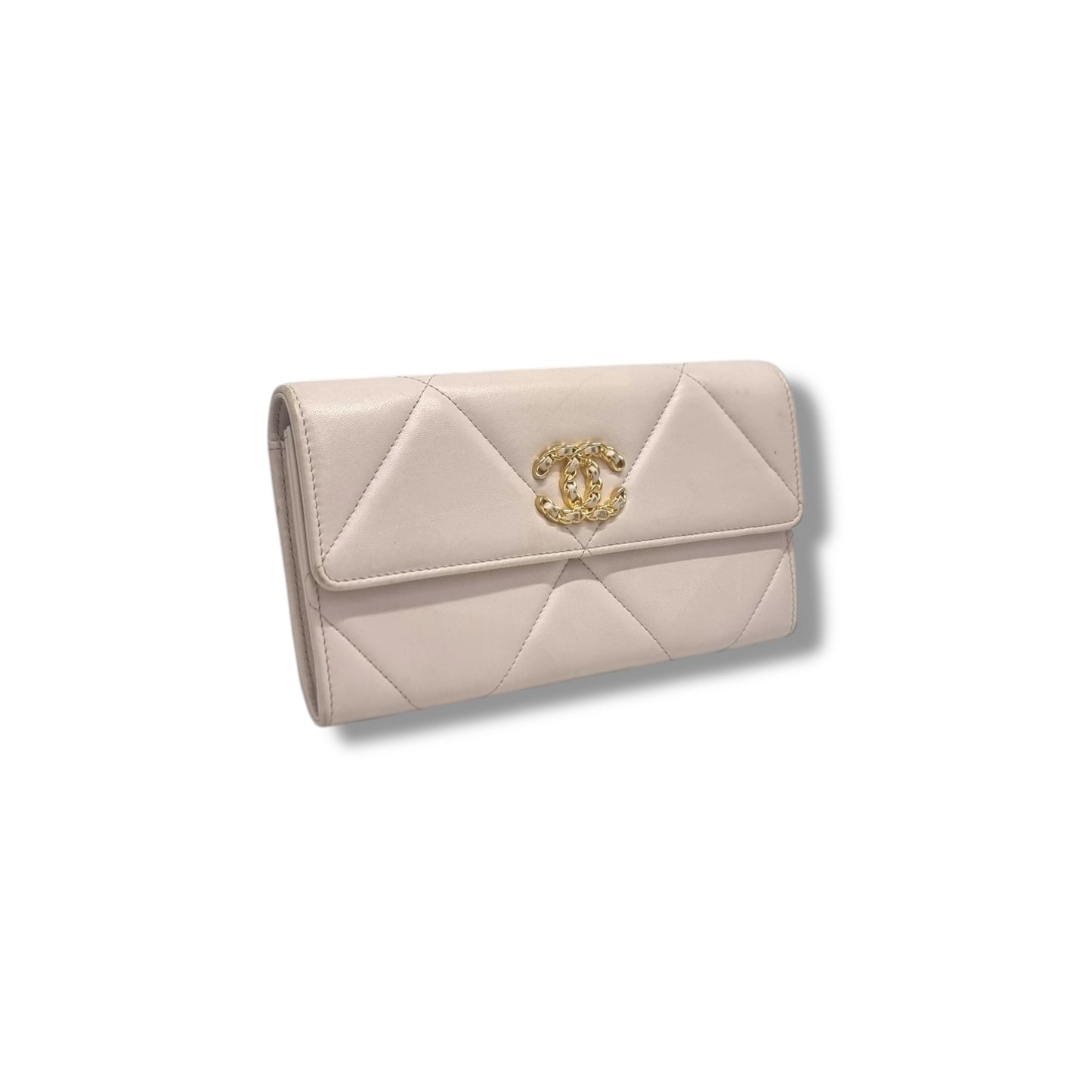 Chanel C19 Flap Wallet Lambskin Ghw (Pink)