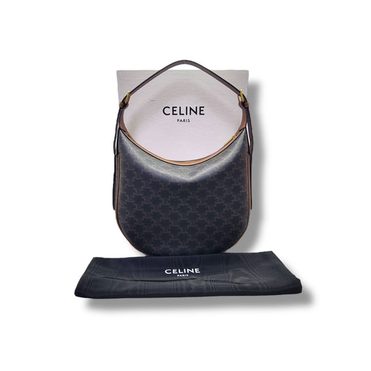 Celine Heloise Medium Triomphe Canvas Hobo Bag Ghw (Tan)