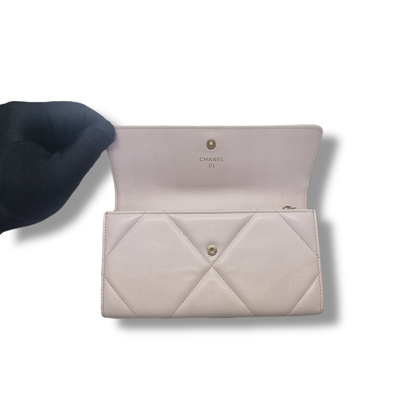 Chanel C19 Flap Wallet Lambskin Ghw (Pink)