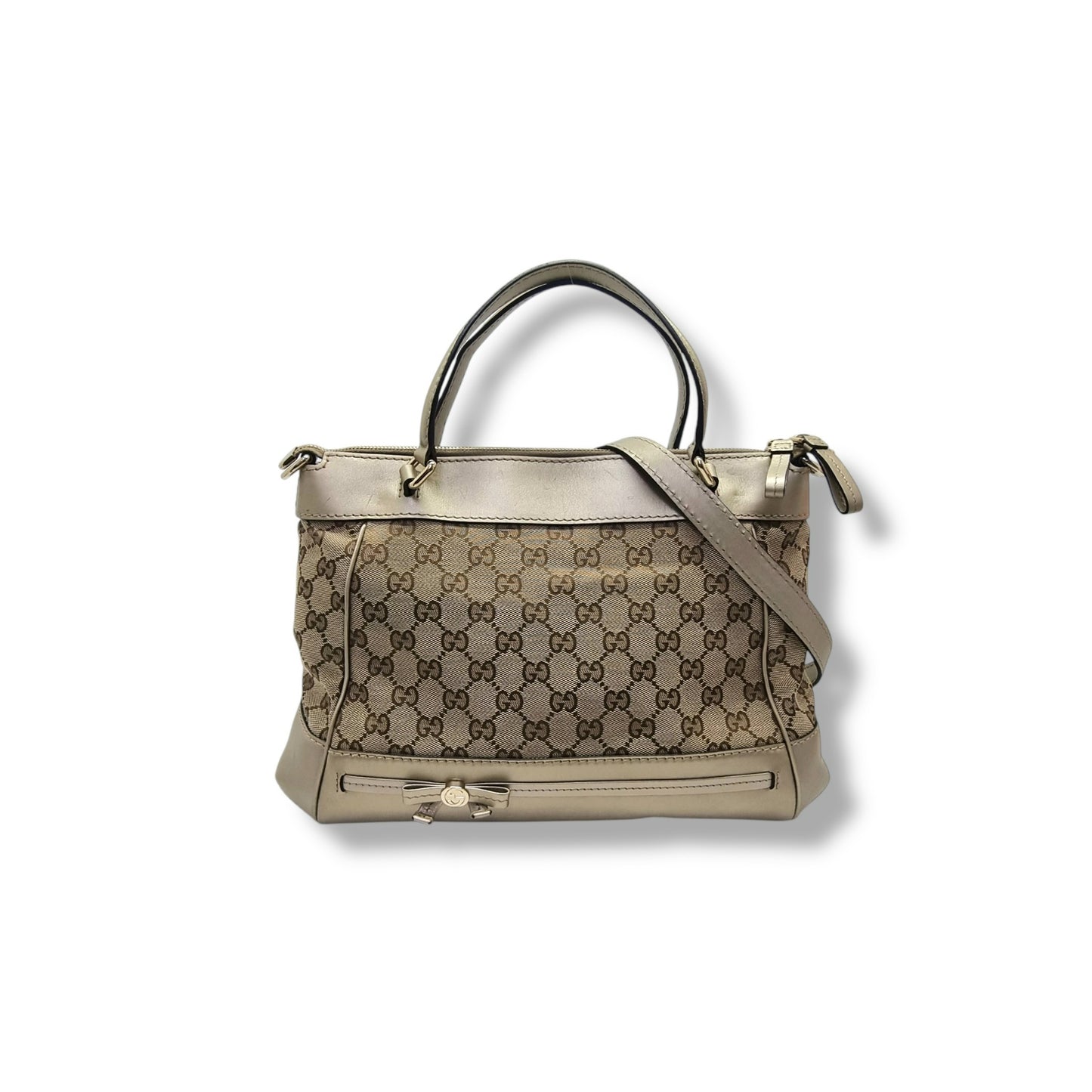 Gucci GG Canvas Mayfair Bow Tote Ghw (Gold/Beige)