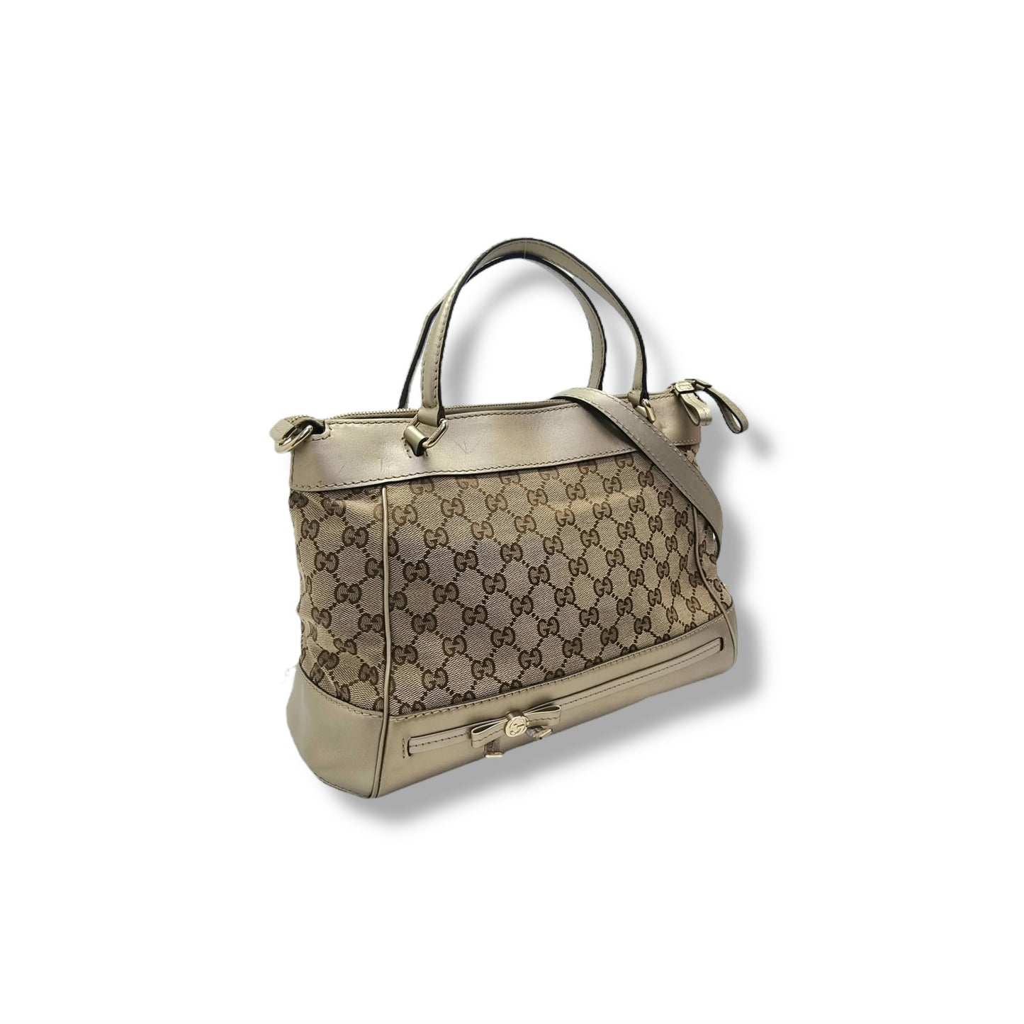 Gucci GG Canvas Mayfair Bow Tote Ghw (Gold/Beige)