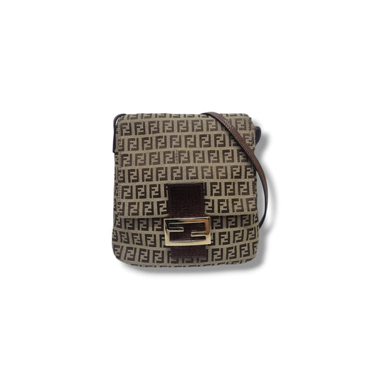 Fendi Zucchino Canvas Crossbody Ghw (Brown)