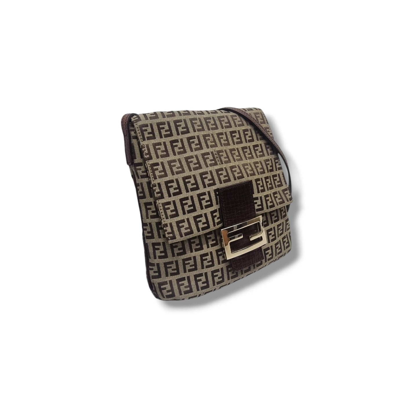 Fendi Zucchino Canvas Crossbody Ghw (Brown)