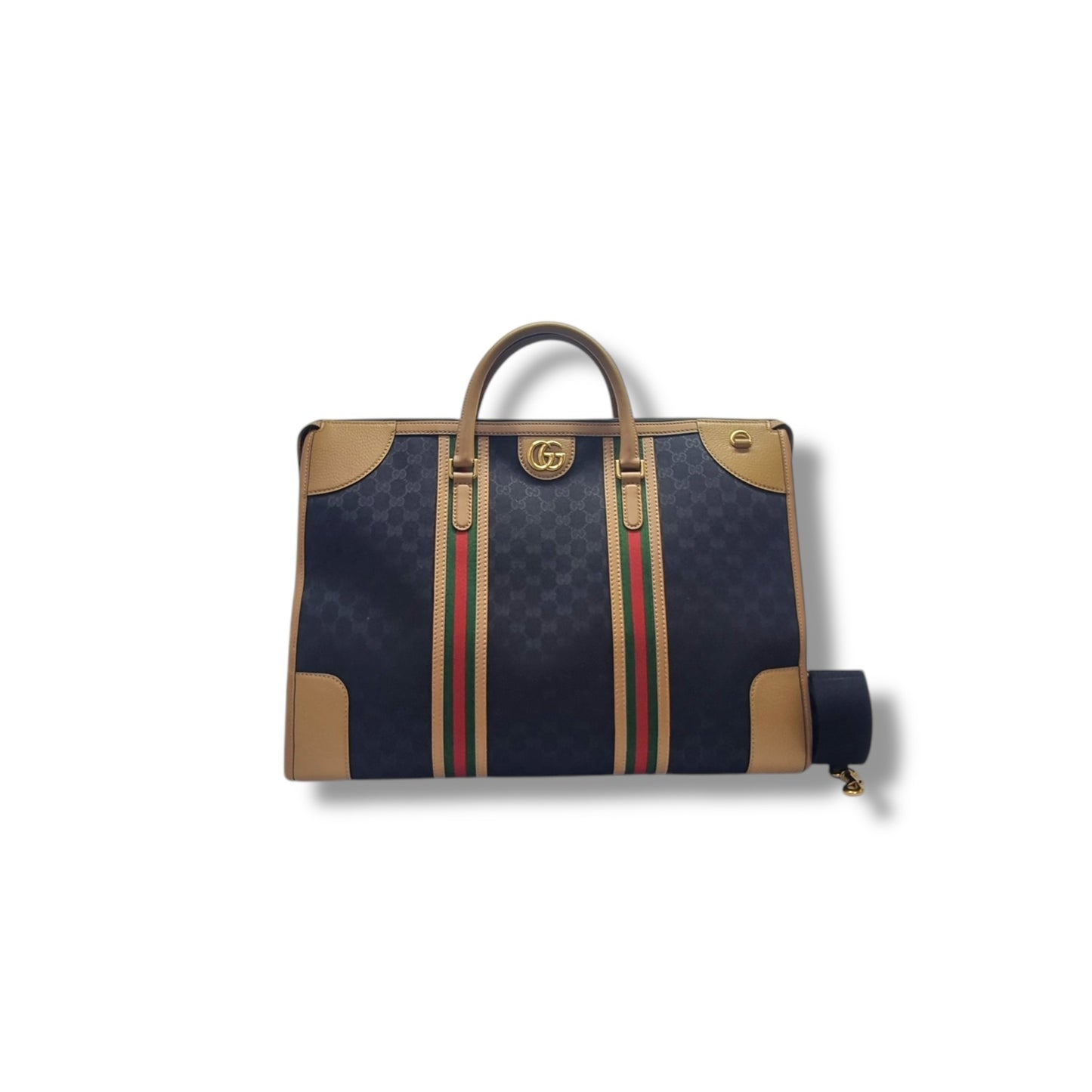 Gucci GG Bauletto Duffle Extra Large Canvas Bag Ghw (Black/Brown)