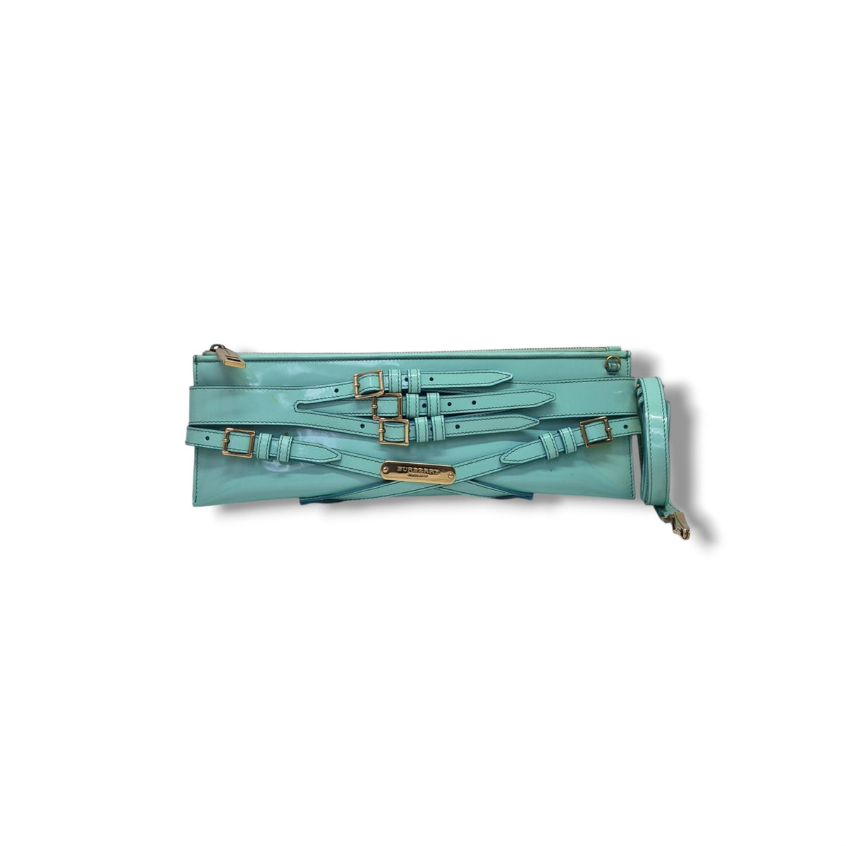 Burberry Prorsum Parmoor Bridle Clutch Patent Leather Ghw (Baby Blue)