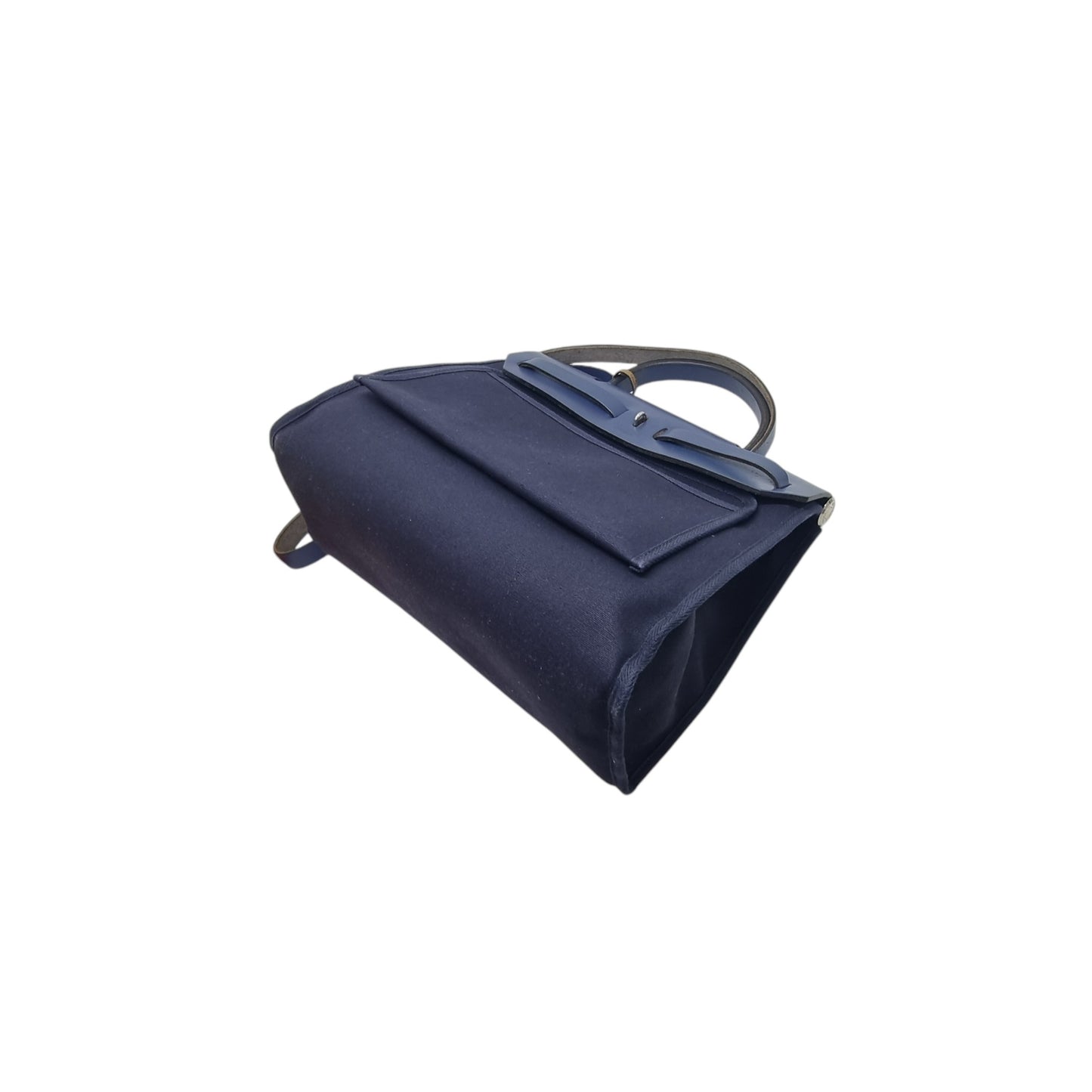 Hermes Herbag Pm 31 (2 in 1) Palladium Plated Hw (Dark Blue/Beige)