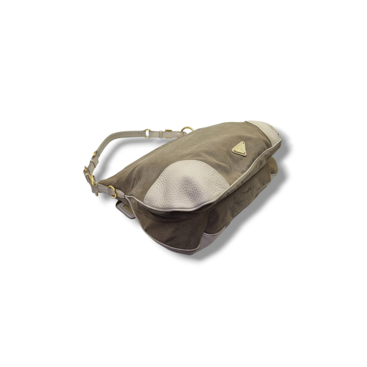 Prada Logo Jacquard Canvas Hobo Bag Ghw (Beige)