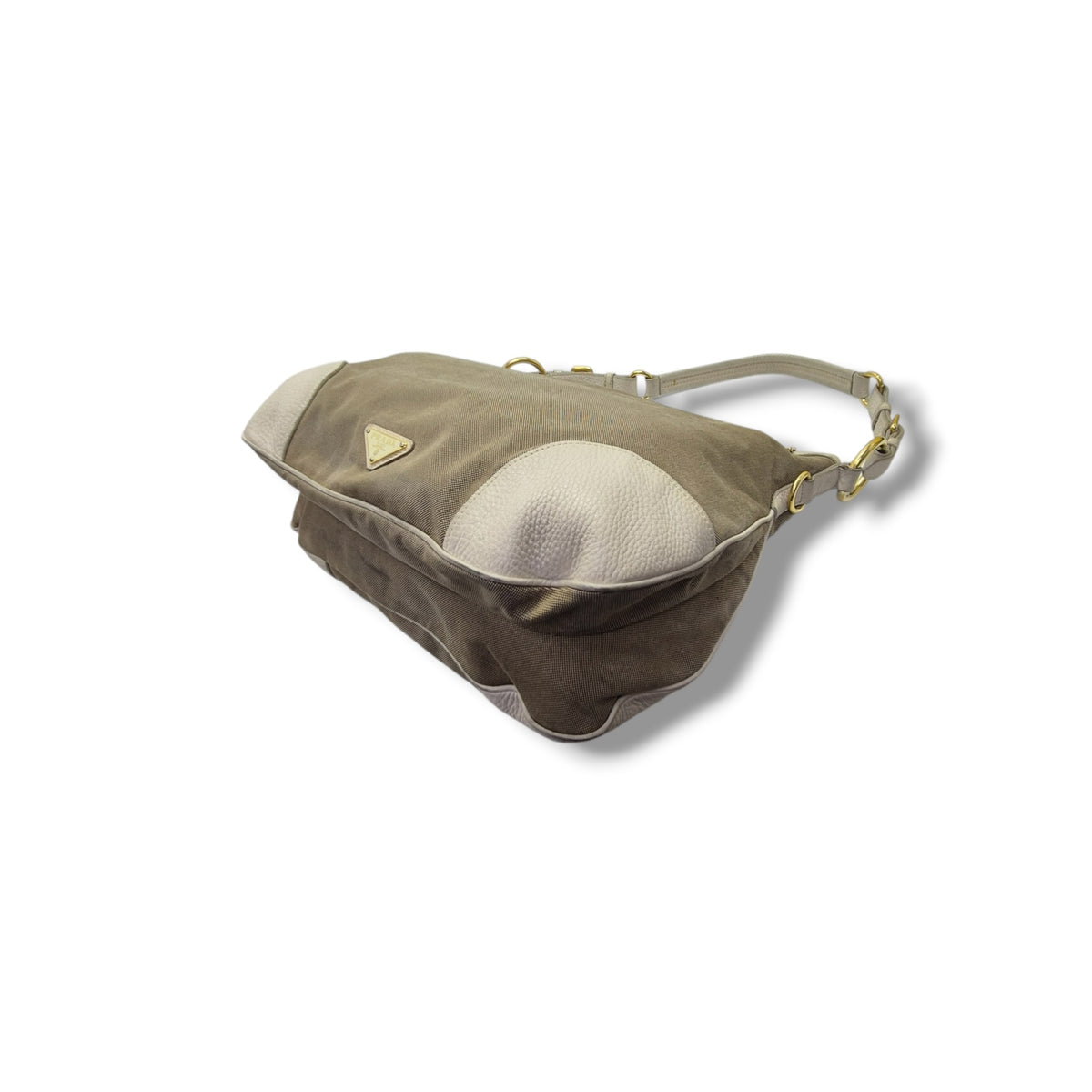 Prada Logo Jacquard Canvas Hobo Bag Ghw (Beige)