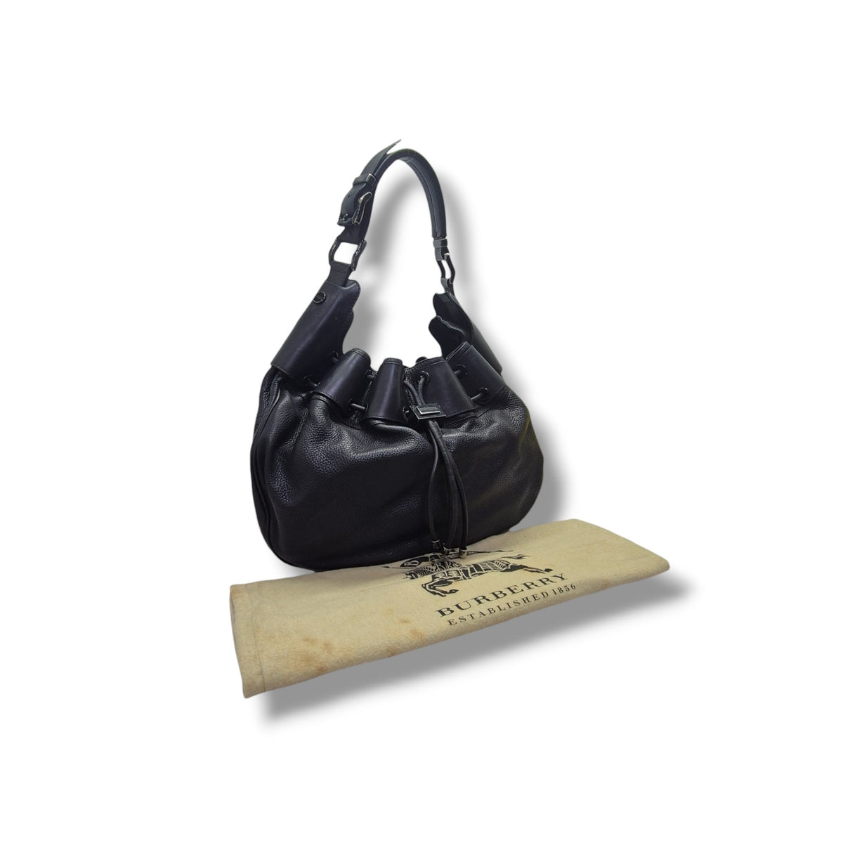 Burberry Prorsum Large Warrior Leather Hobo Bag (Black)