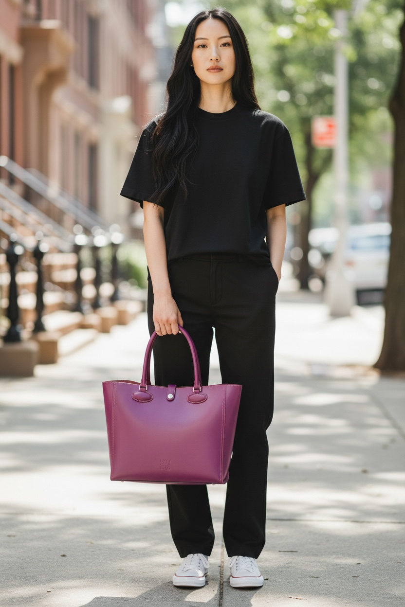 Loewe Leo Leather Tote Shw (Fuchsia/Orange)