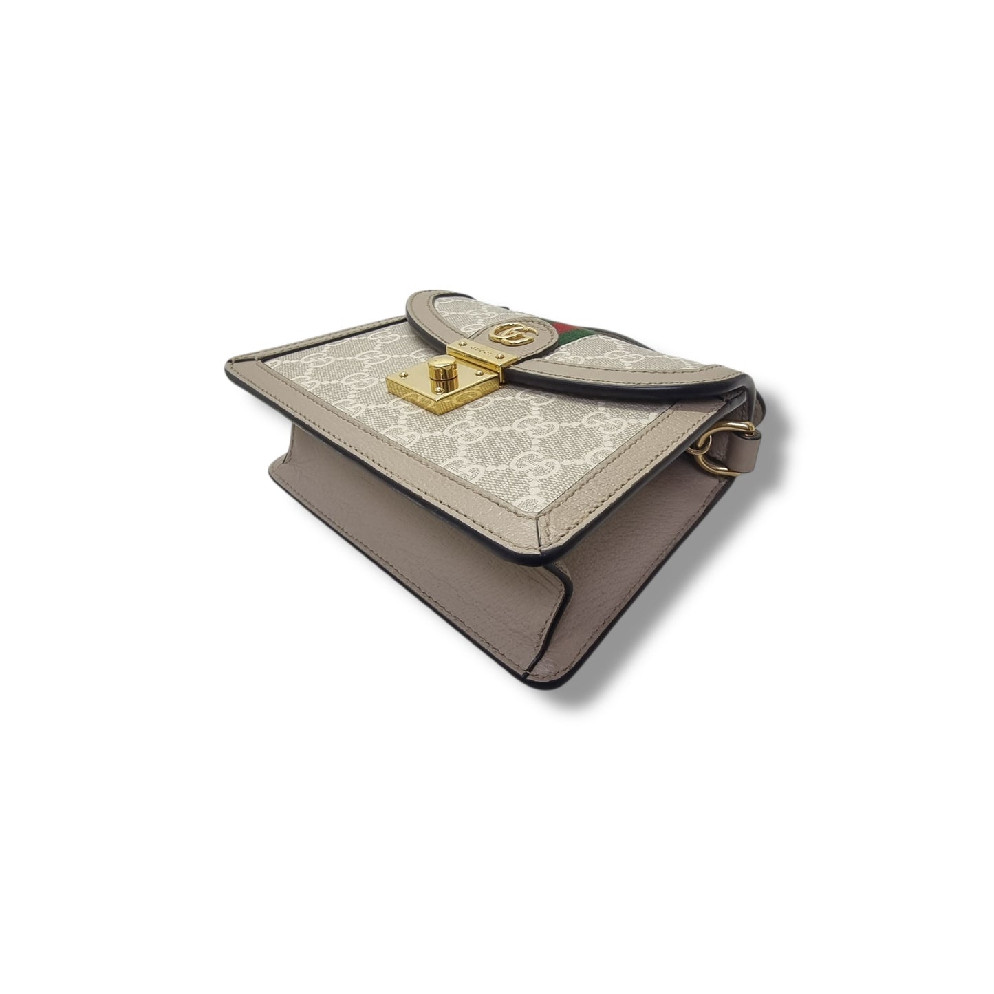 Gucci GG Supreme Canvas Ophidia Lock Mini Crossbody Bag Ghw (Beige)