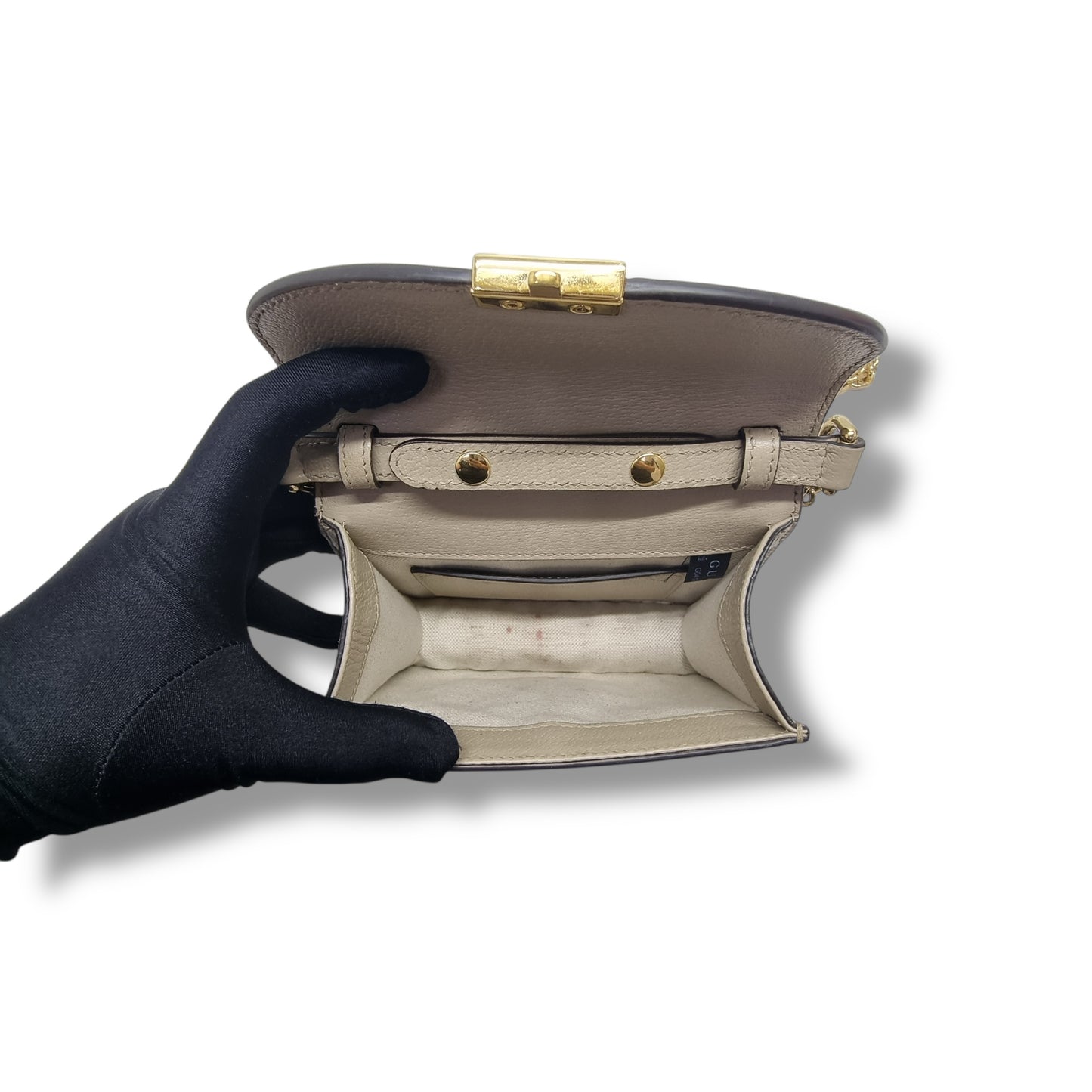 Gucci GG Supreme Canvas Ophidia Lock Mini Crossbody Bag Ghw (Beige)