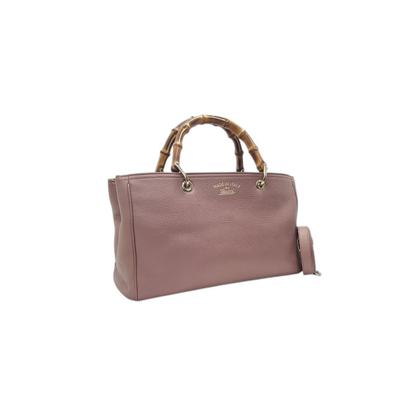 Gucci Bamboo Top Handle Leather Tote Bag Ghw (Pink)