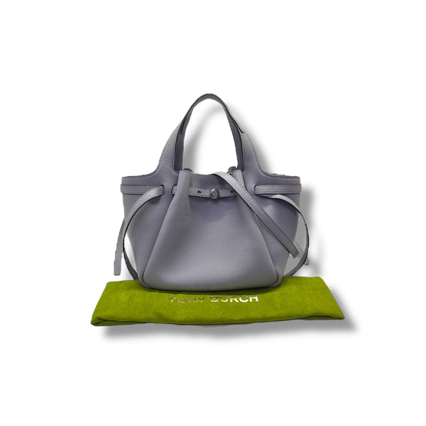 Tory Burch Romy Pebbled Leather Tote Shw (Grey)