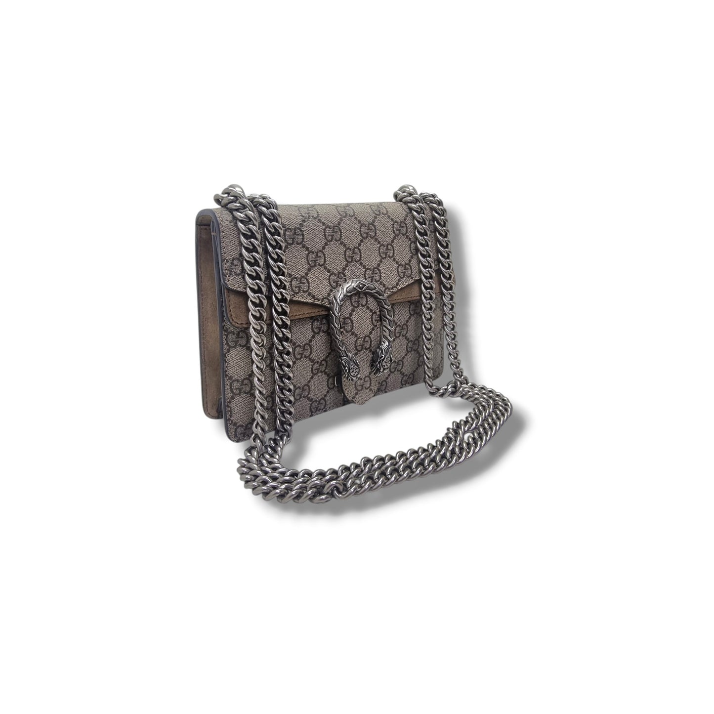 Gucci GG Dionysus Supreme Mini Leather Crossbody Shw (Beige/Brown)
