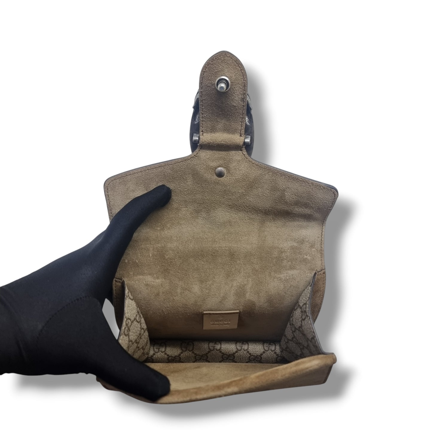 Gucci GG Dionysus Supreme Mini Leather Crossbody Shw (Beige/Brown)
