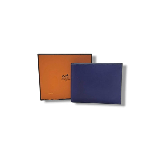 Hermes Citizen Twill Leather Compact Wallet (Royal Blue)