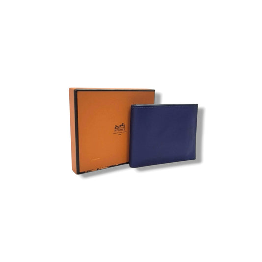 Hermes Citizen Twill Leather Compact Wallet (Royal Blue)